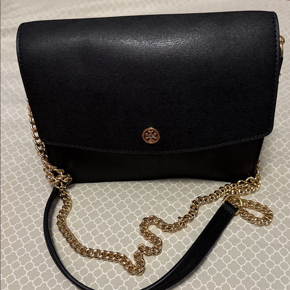 Tory Burch Black Crossbody with Gold Accents